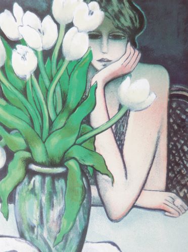 カシニョール「チューリップの花瓶」の買取作品画像　リトグラフ